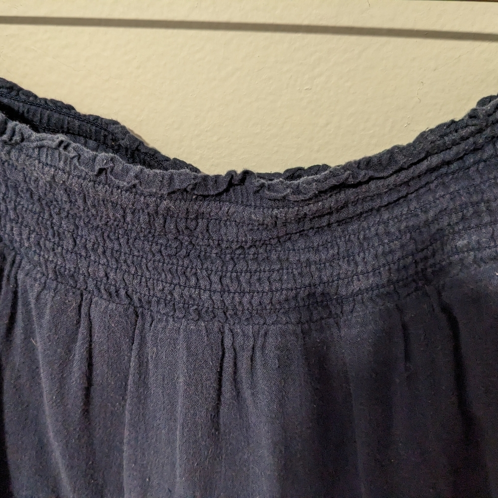 Old Navy Blue Cotton Pom-Pom Trim Gauze Smocked Waist Circle Skirt Size XL - Picture 4 of 8